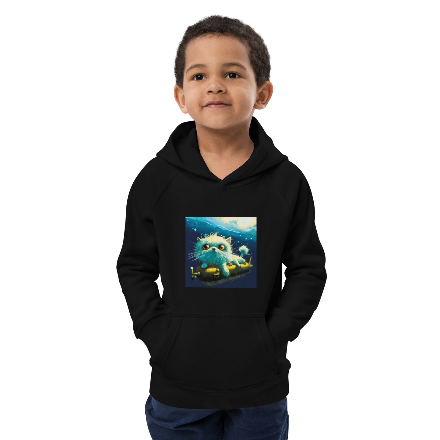 Submarine Cat Kids eco hoodie