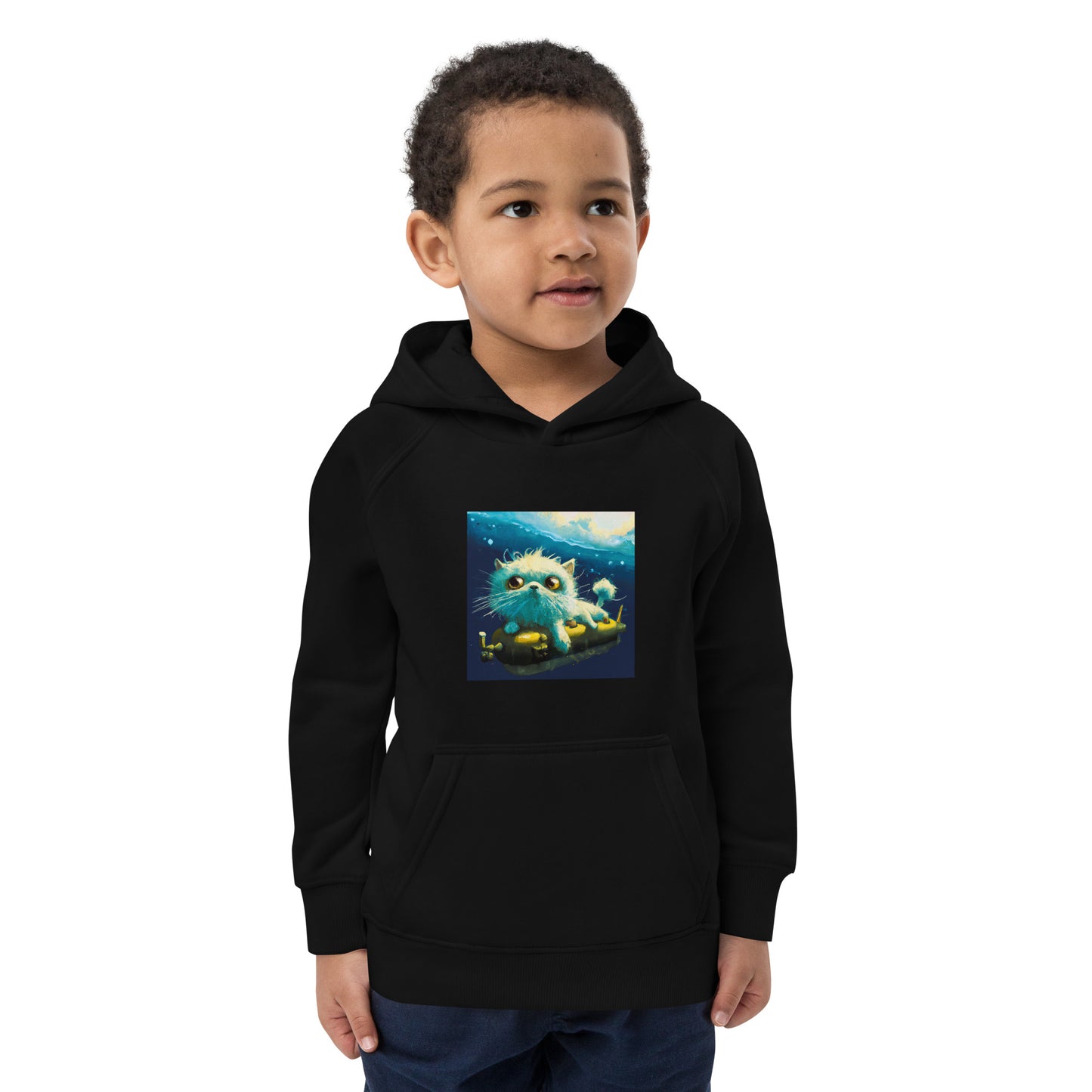 Submarine Cat Kids eco hoodie