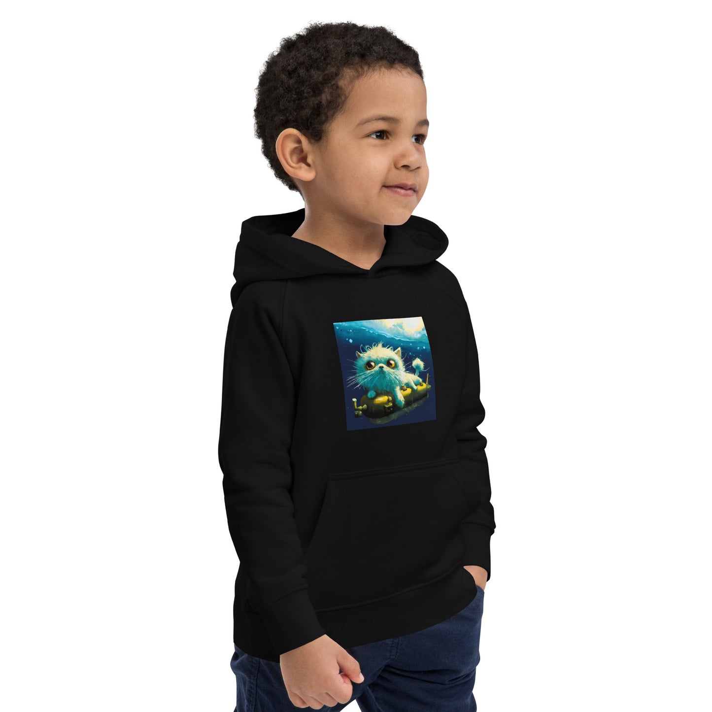 Submarine Cat Kids eco hoodie