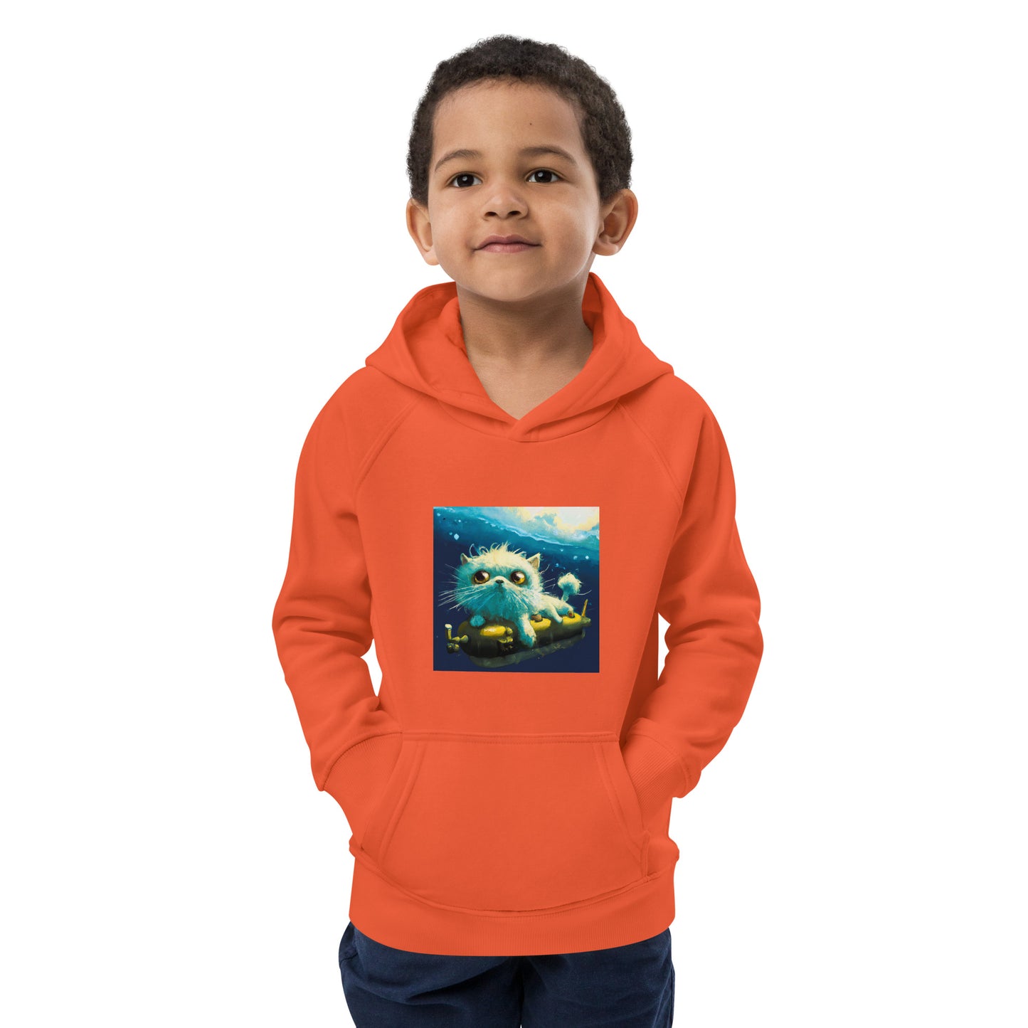 Submarine Cat Kids eco hoodie