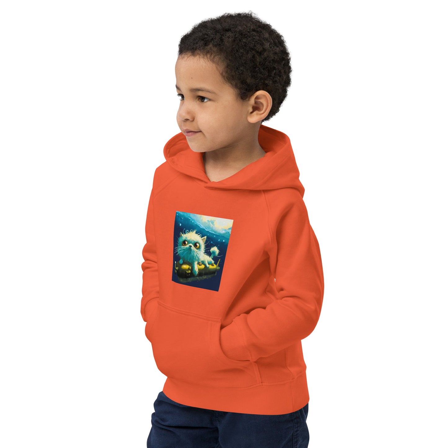 Submarine Cat Kids eco hoodie