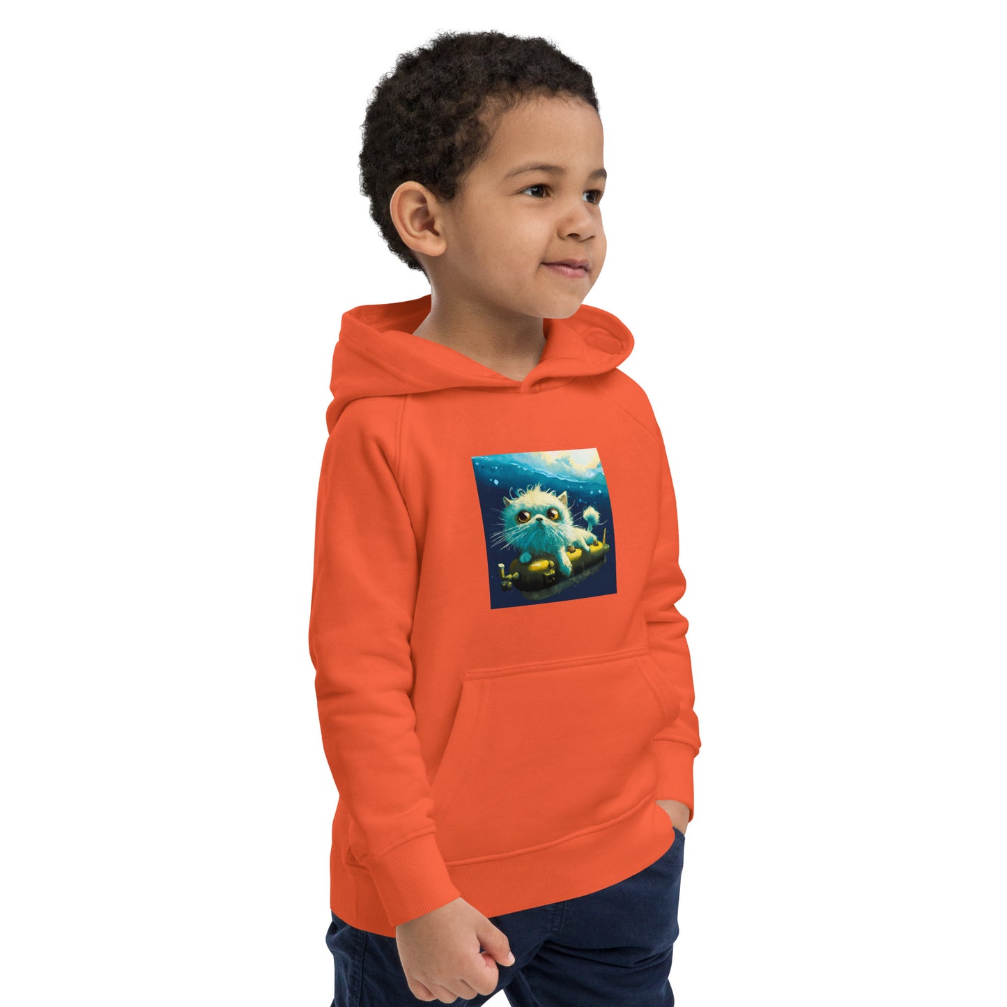 Submarine Cat Kids eco hoodie